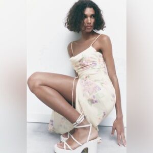 Zara Cream Floral Midi Dress